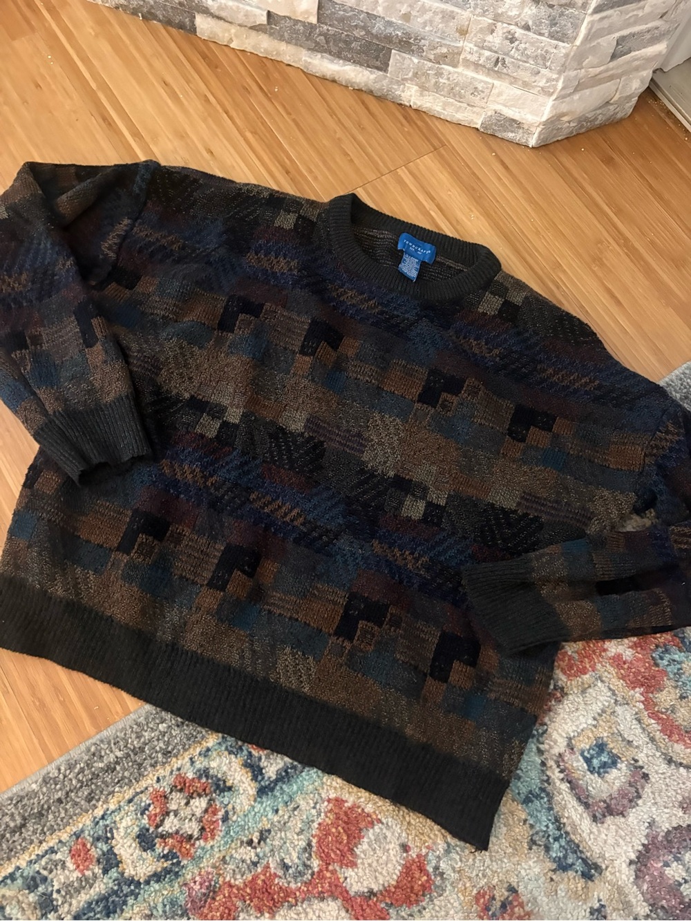Towncraft XL Blue Label Crewneck Sweater in Multi-Color Pattern